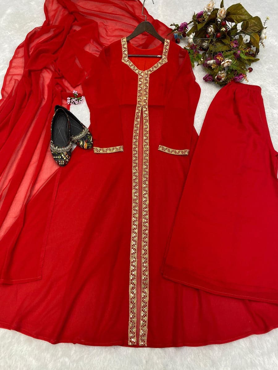 Red Sequence Georgette Myra Set