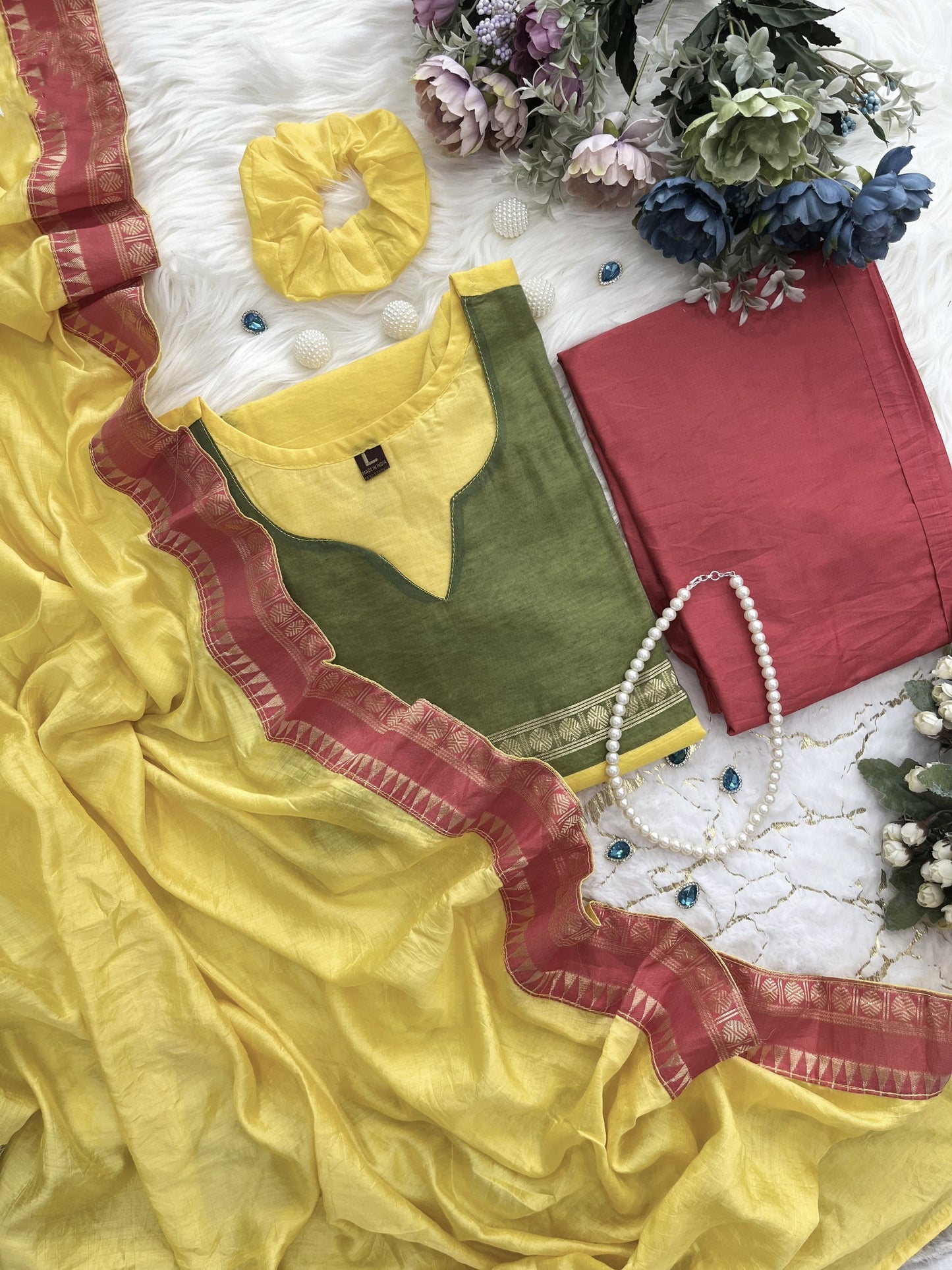 Elegant Kanchi Cotton Suit With Jacquard Dupatta