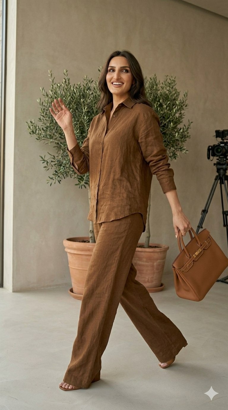 Women's Brown Cotton Co-ord Set