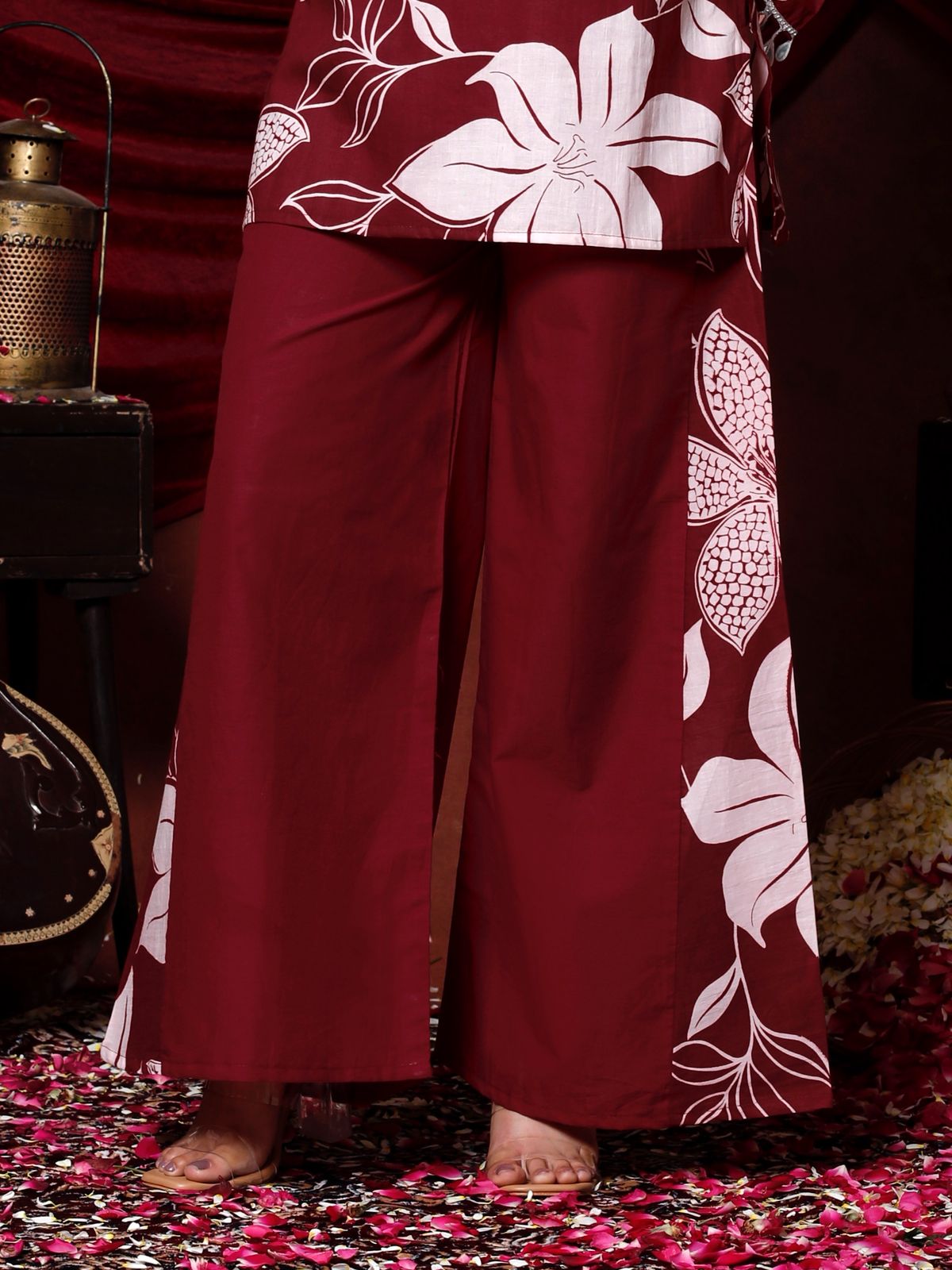 Maroon Ethnic Floral Co-ord Set