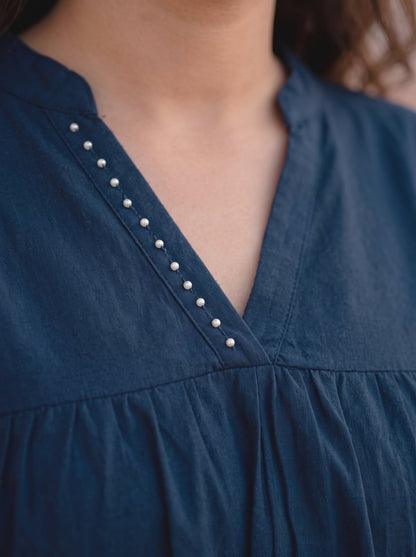 Navy Blue Cotton Co-Ord Set for Women
