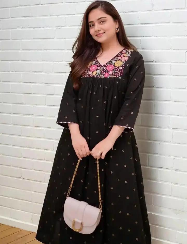 Black Current Thread Embroidered Pure Cotton Kurta Set