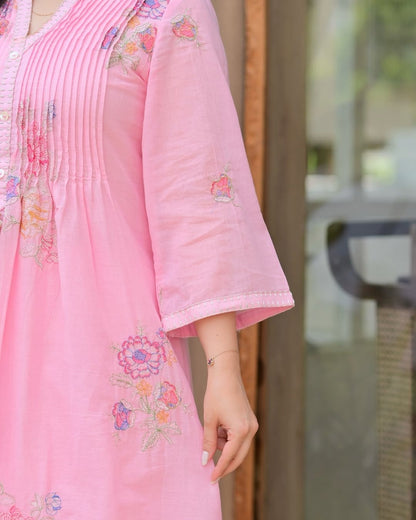 Baby pink cotton kurti & pant set