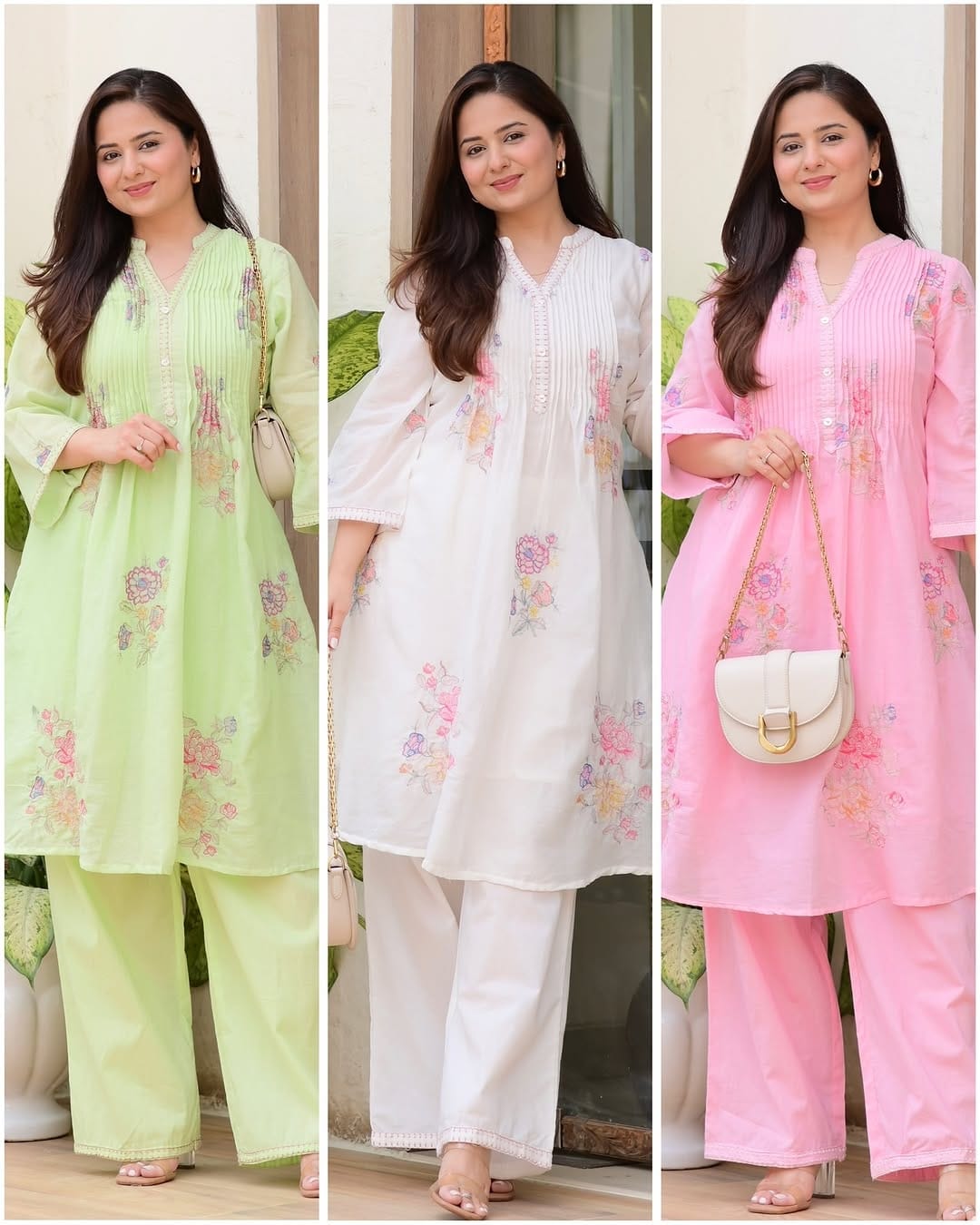 Baby pink cotton kurti & pant set