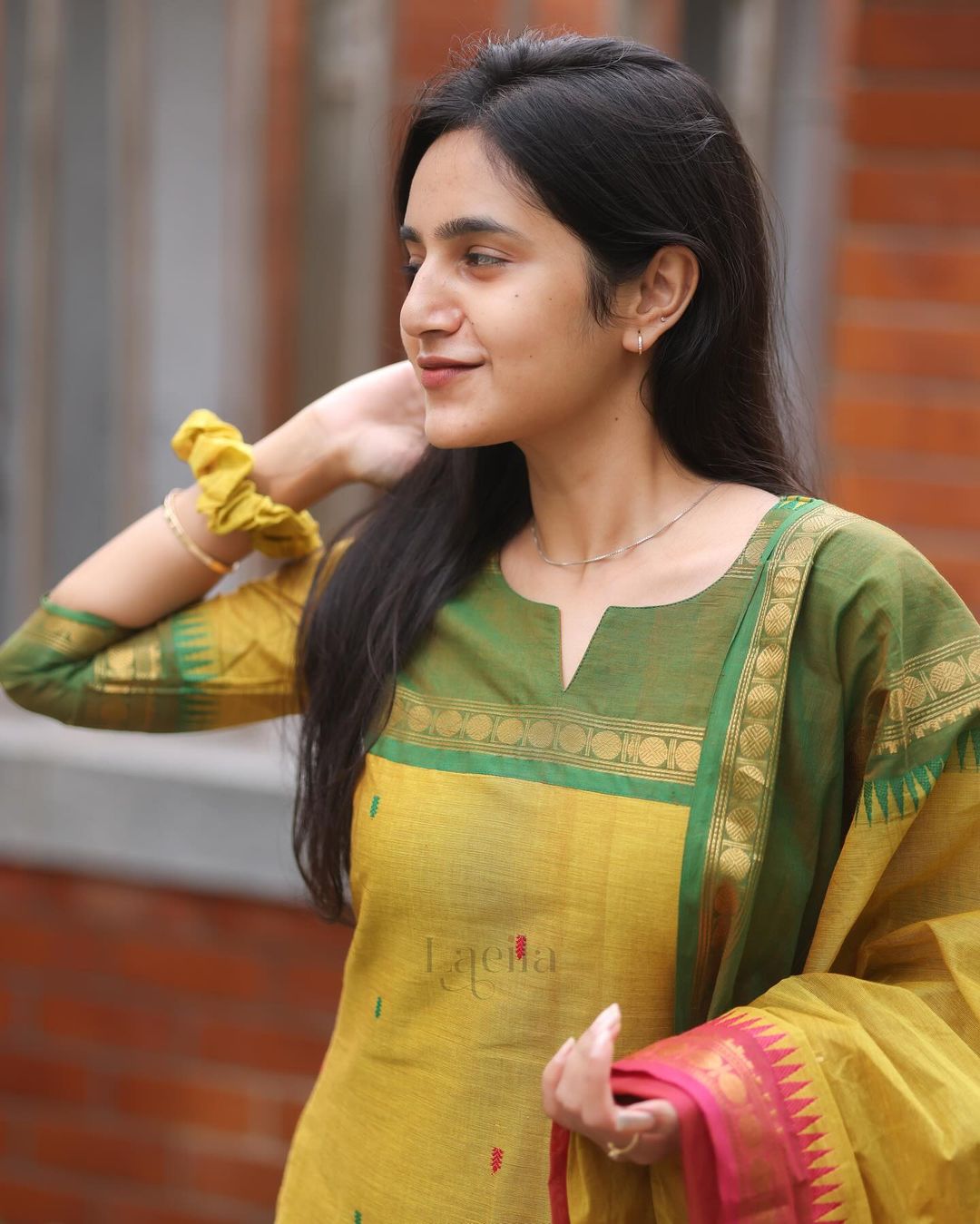 Elegant Kanchi Cotton Suit With Jacquard Dupatta