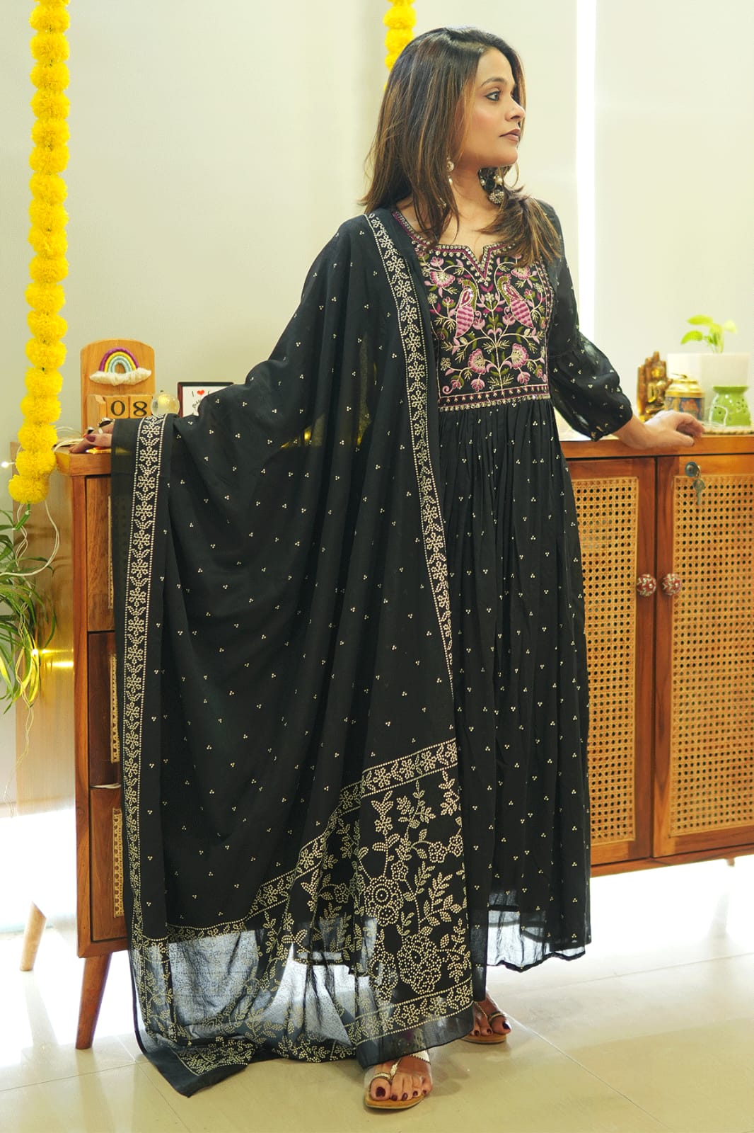 Black Embroidery Kurta Set with Dupatta