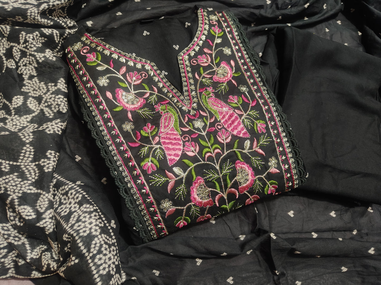 Black Embroidery Kurta Set with Dupatta