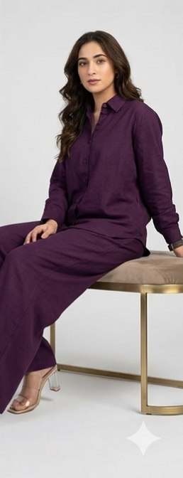 Women's Purple Cotton Co-Ord Set