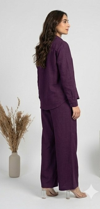 Women's Purple Cotton Co-Ord Set