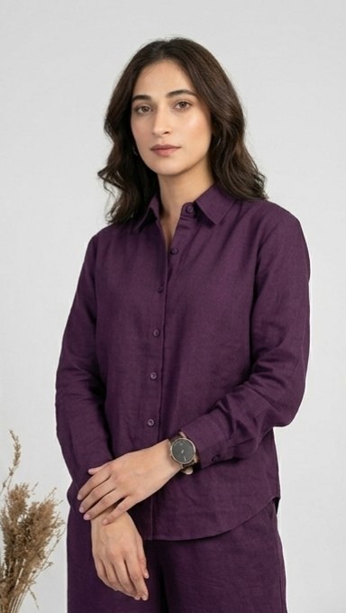 Women's Purple Cotton Co-Ord Set