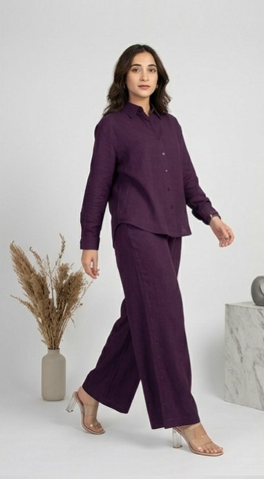 Women's Purple Cotton Co-Ord Set