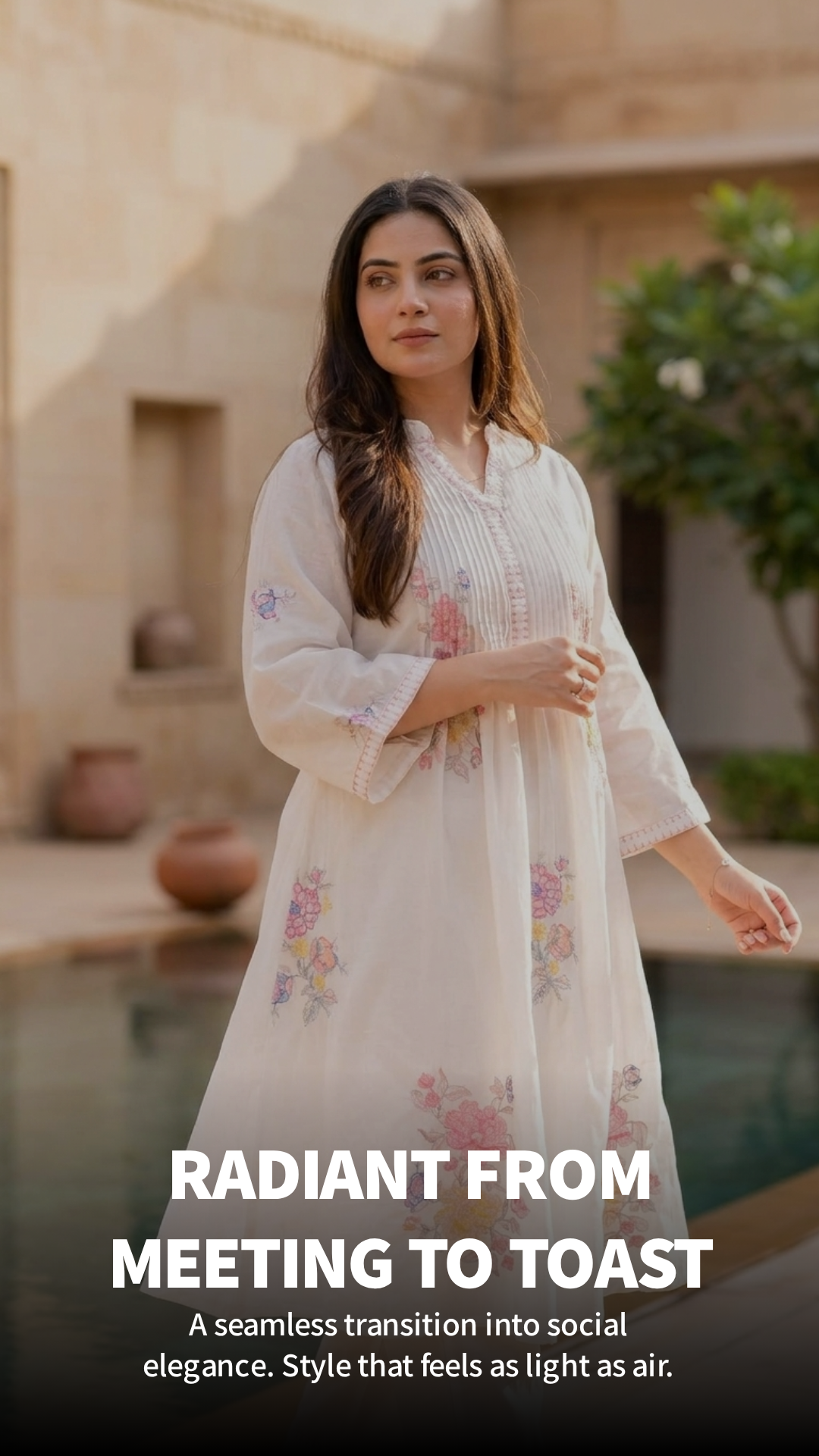 Women's Ivory Cotton Kurti & pant set