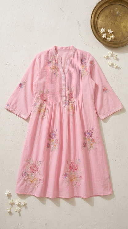 Baby pink cotton kurti & pant set