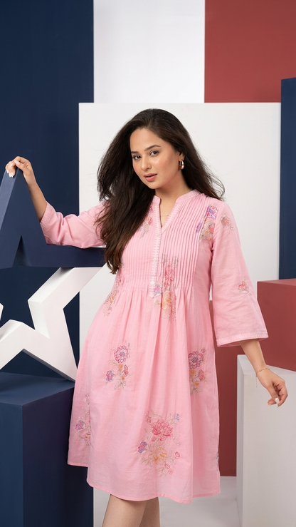 Baby pink cotton kurti & pant set